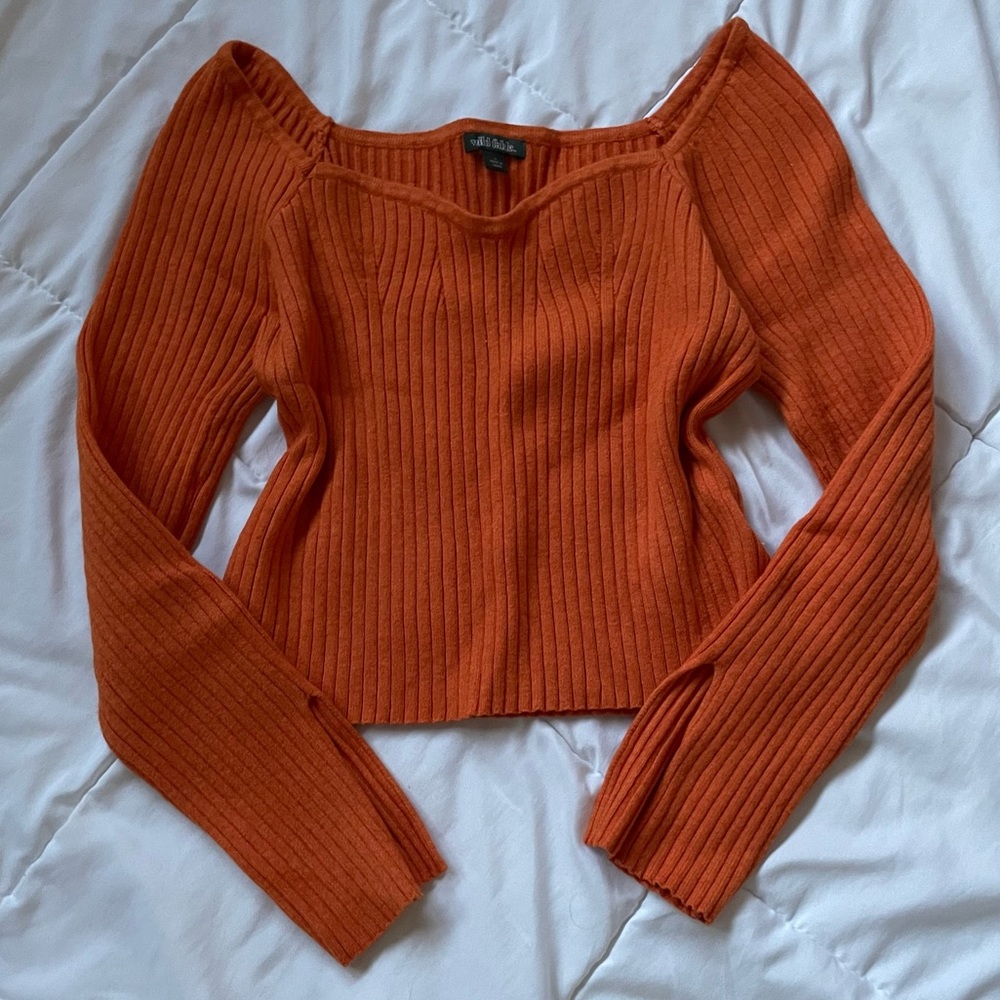 Orange wild fable rib knit sweater top